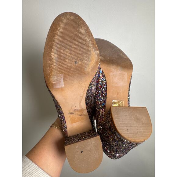 Madewell The Zelda Mary Jane in Multicolor Glitter Block Heel Pumps - US 8 - Picture 7 of 8